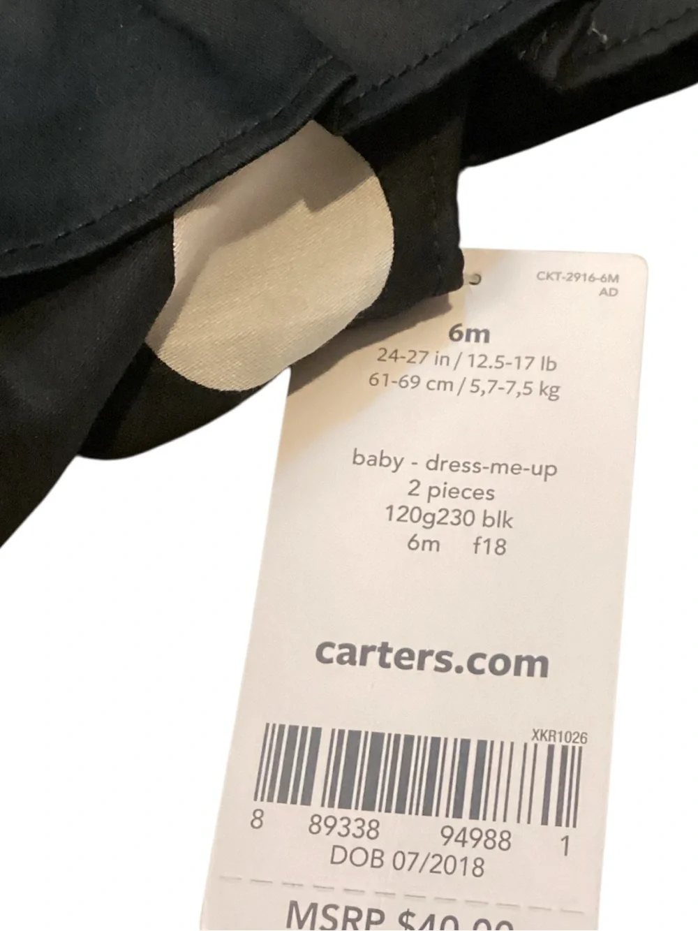 Carter’s Baby‎ Girl Black White Polka Dot Ruffle Sleeve Dress 6M NWT